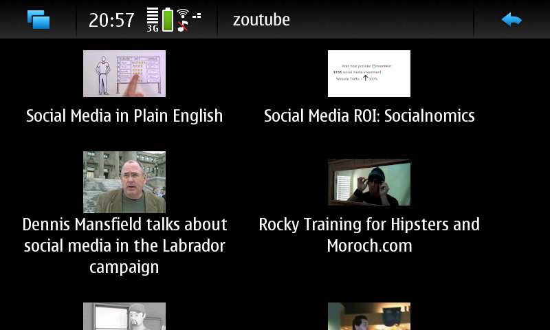 Screenshot von zoutube YouTube Nokia N900 Client